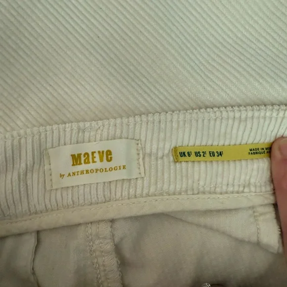 Anthropologie Maeve Cream Wide-Leg Avery Trouser Corduroy Tall - Picture 3 of 11